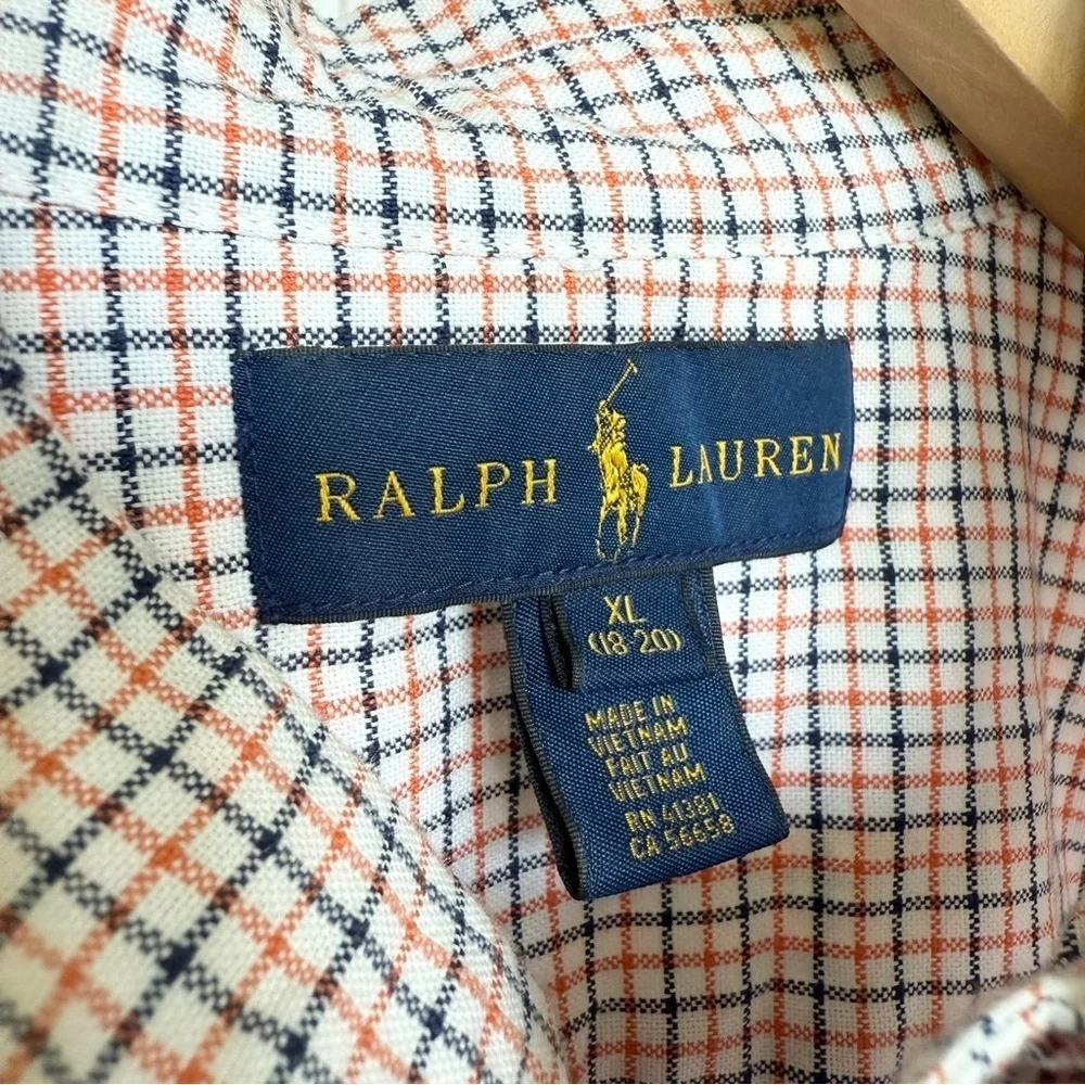 Ralph Lauren Boy’s XL Checkered Button-Up Dress Shirt Multicolor 100% Cotton